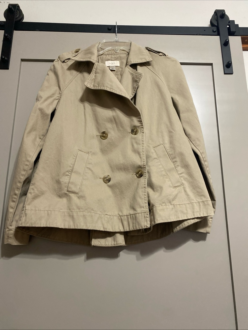 LOFT Beige Double-Breasted Trench Coat Jacket